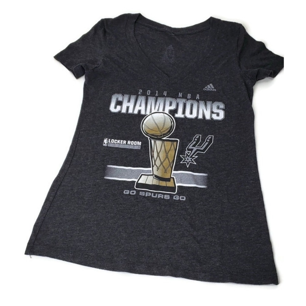 Adidas 2014 NBA Champions San Antonio Spurs Womens T-shirt Medium GRAY V-neck